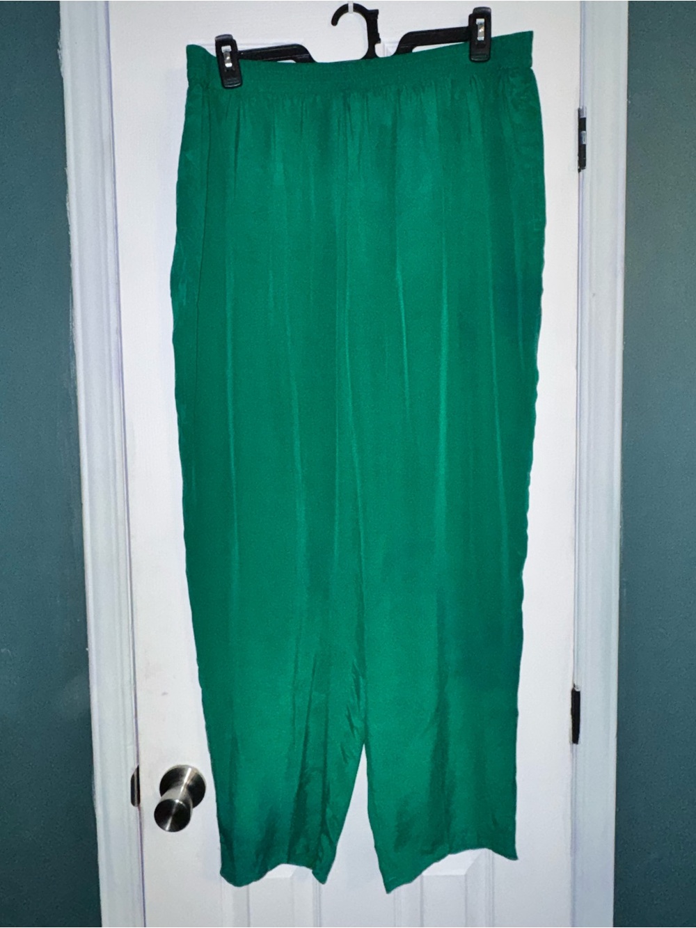 Diane Von Furstenberg Emerald Green Wide Leg Pants Silk Pants